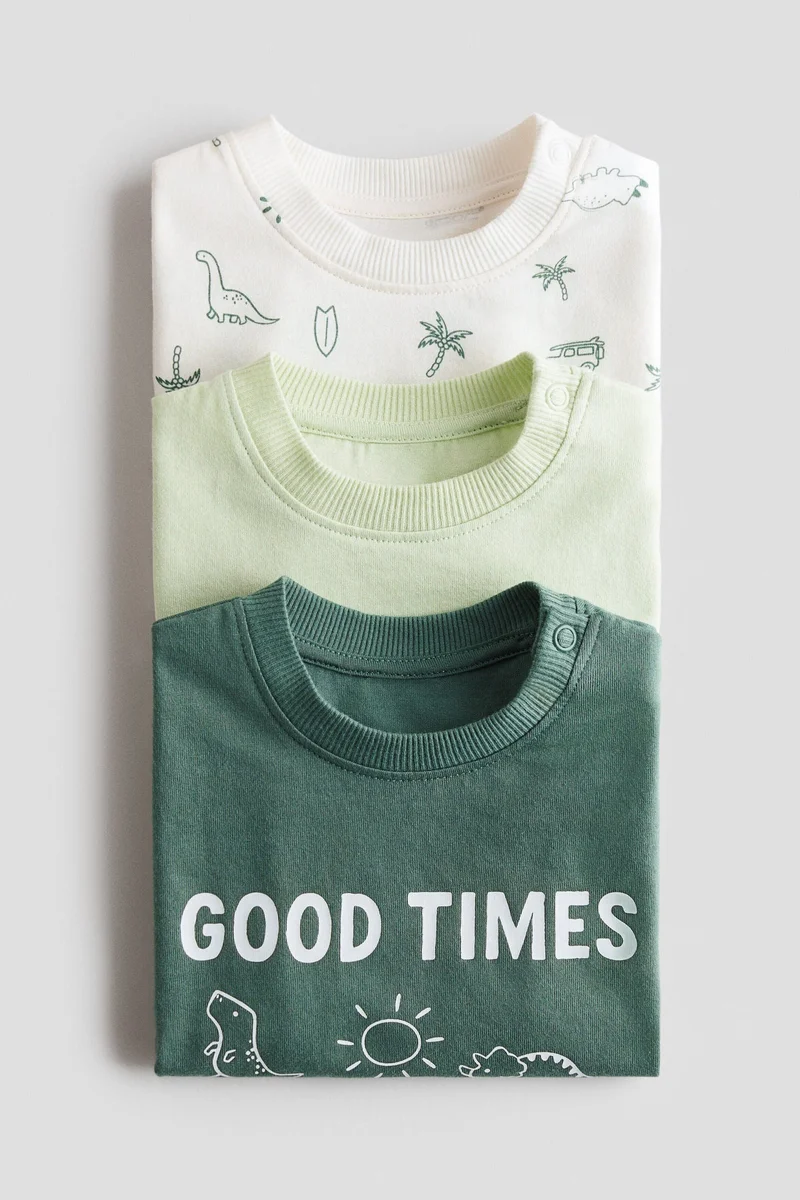 اتش اند ام تي-شيرت من القطن - عبوة من 3 قطع